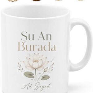 İsme Özel Şu An Burada Yazılı Kupa Bardak Hediye Özel Tasarım Porselen