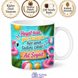 Havuz Partisi Temalı Baskılı Kupa Bardak Hediye Yaz Konsepti Porselen Mug