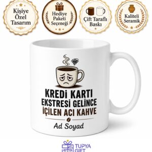 Kredi Kartı Ekstresi Esprili Acı Kahve Maaş Günü Kupa Bardak Hediye