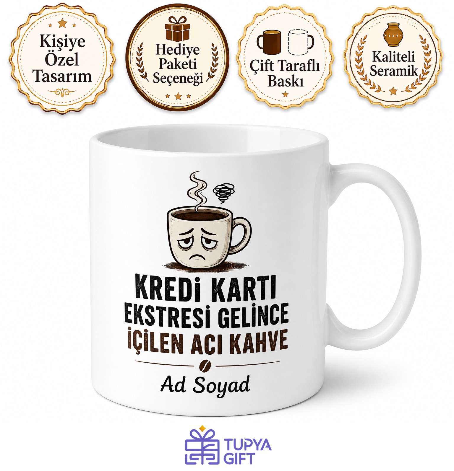 Kredi Kartı Ekstresi Esprili Acı Kahve Maaş Günü Kupa Bardak Hediye