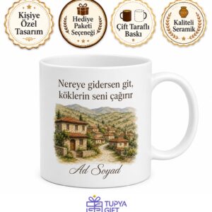 Memleket Temalı Hediyelik Beyaz Kupa Bardak - Özel Tasarım Anı Hediyesi