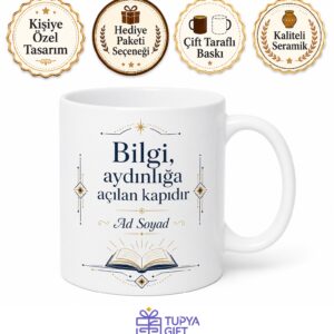 Akademisyen İsmi Yazılı Özel Tasarım Kupa Bardak Akademik Hediye