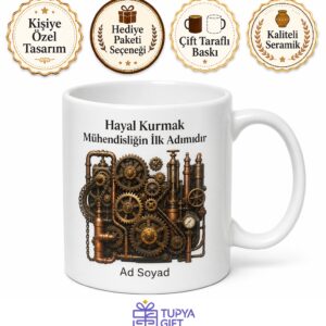 Steampunk Mekanik Dişli Çark Buhar Makinesi Kupa Bardak Özel Tasarım Hediye