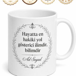 Anlamlı Sözlü Tasarım Baskılı Porselen Kupa Bardak Hediye