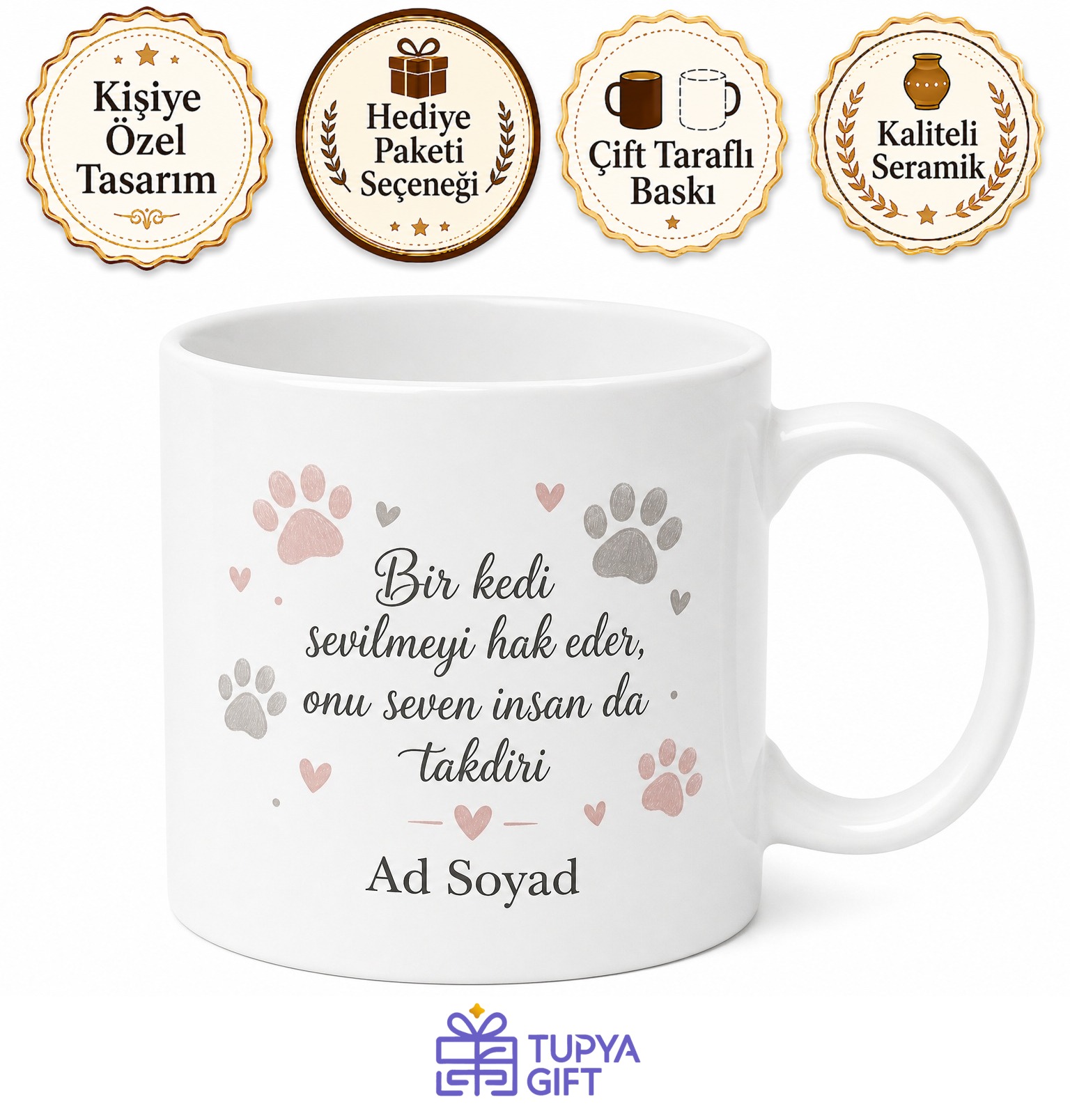 Kedi Annesine Hediye Dünyanın En İyi Kedi Annesi Çay Kupası Bardak