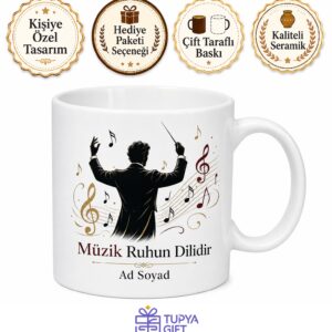 Orkestra Şefi Baget Klasik Müzik Dehası Senkronizasyon Baskılı Porselen Kupa Hediye Bardak