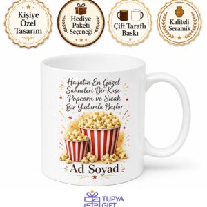 Kişiye Özel Popcorn Keyfi Temalı Kupa Bardak | İsimli Hediye