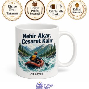 Rafting Sever Temalı Baskılı Kupa Bardak Hediye Porselen Mug