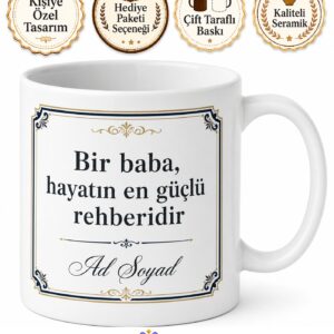 Kayınpeder Hediyesi Klasik Tasarım Baskılı Porselen Kupa Bardak Hediye