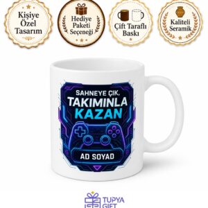 E-Spor Twitch Yayını Takım Destekleme Canlı Turnuva Temalı Baskılı Kupa Bardak Hediye