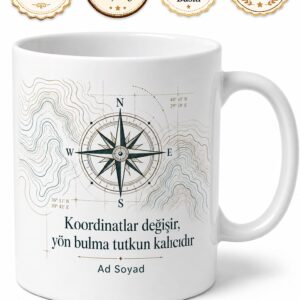 Harita Mühendisine Yön Bulma Temalı Özel Çay Kahve Kupası Hediye Bardak