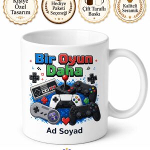 Joystick Temalı Özel Tasarım Baskılı Kupa Bardak Gamer Hediye Porselen Mug