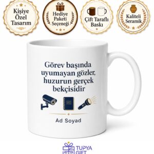 Güvenlik Görevlisi Ziyaretçi Kaydı Kamera Ekranı Nöbet Turu Kupa Bardak Hediye