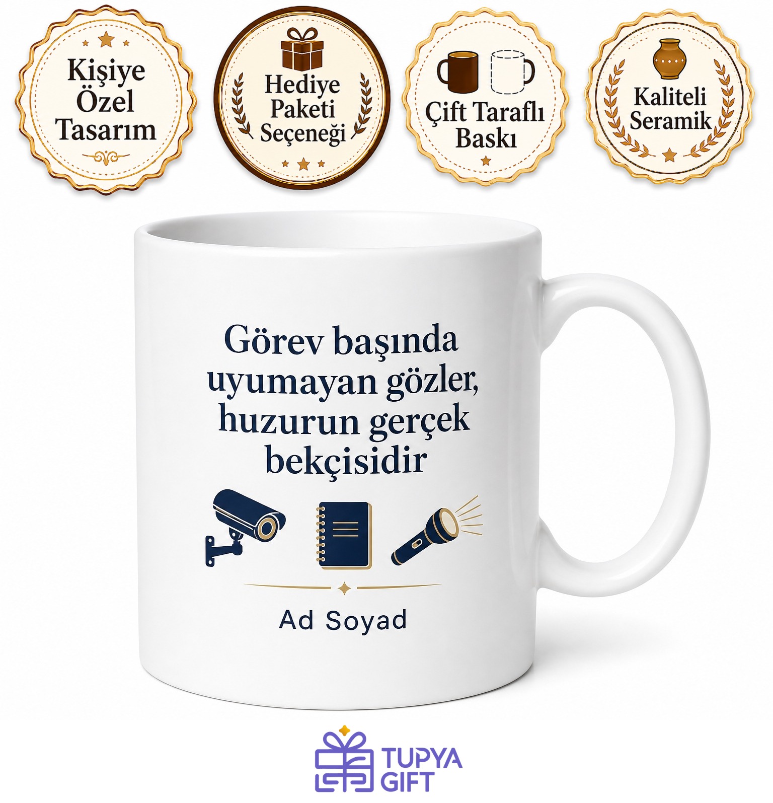 Güvenlik Görevlisi Ziyaretçi Kaydı Kamera Ekranı Nöbet Turu Kupa Bardak Hediye