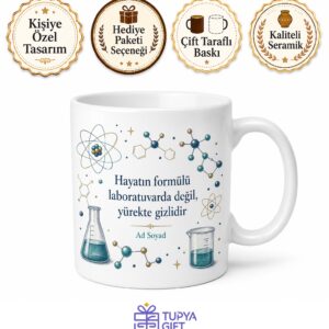 Kişiye Özel Kimya Sever Hediyesi Kupa Bardak İsimli Kimyager Hediye