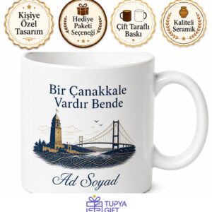 Çanakkale Memleket Temalı Kişiye Özel Baskılı Kupa Bardak Hediye