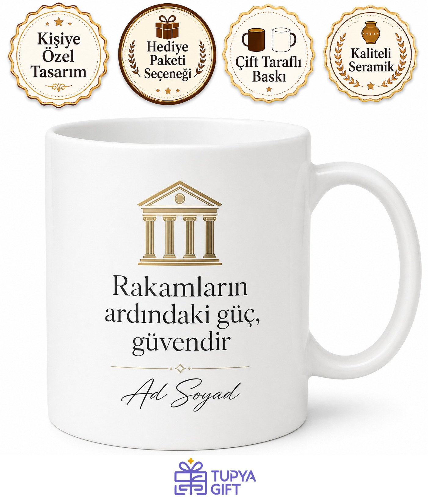 Bankacı İçin Mesajlı Hediyelik Baskılı Kupa Bardak İş Hediyesi