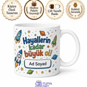 Kişiye Özel Erkek Çocuğu İçin Neşeli Baskılı Kupa Bardak Hediye