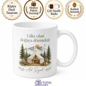Glamping Tutkunlarına Lüks Doğa Tatili Şık Tasarım Kupa Bardak Hediye