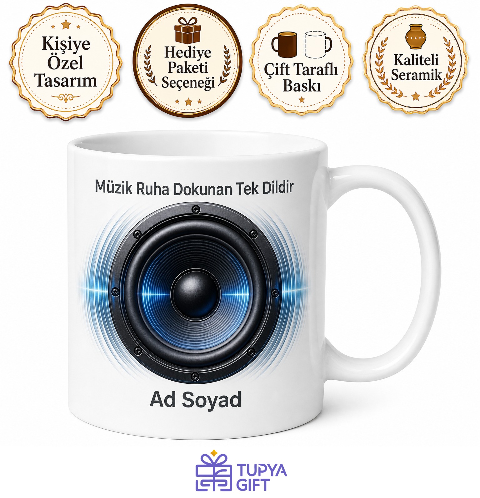 Subwoofer Temalı Baskılı Kupa Bardak Müzik Hediye Bas Hoparlör Tasarım Mug