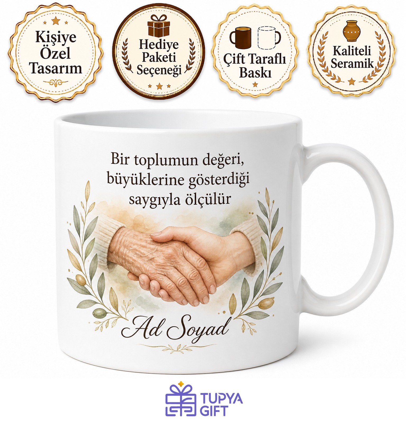 Huzurevi Ziyaretlerine Gidenlere Saygı Ve Vefa Çınarları Kupa Bardak Hediye