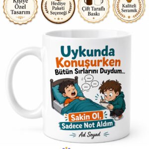 Uykusunda Konuşan Kardeşe Esprili Kupa Bardak Komik Kardeş Hediye