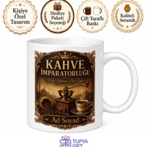 Kahve İmparatorluğu Yazılı Baskılı Kupa Bardak Kahve Severler İçin Hediye
