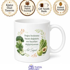 Beslenme Uzmanı Hediyesi Özel Tasarım Baskılı Porselen Kupa Bardak