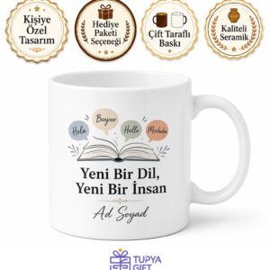 Dil Kursuna Gidenlere Yeni Bir Dil Yeni Bir İnsan Başarı Kupası Hediye Bardak