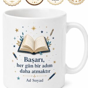 Çalışkan Öğrenci İçin Mesajlı Hediyelik Baskılı Kupa Bardak Ders Motivasyonu Hediyesi