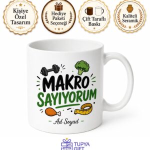 Makro Sayıyorum Yazılı Komik Kupa Bardak Diyet Hediye Espri Mug