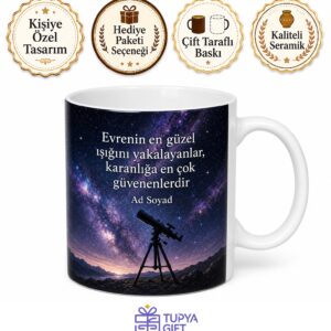 Astrofotoğrafçı Samanyolu Galaksisi Teleskop Uzay Temalı Porselen Kupa Bardak Hediye