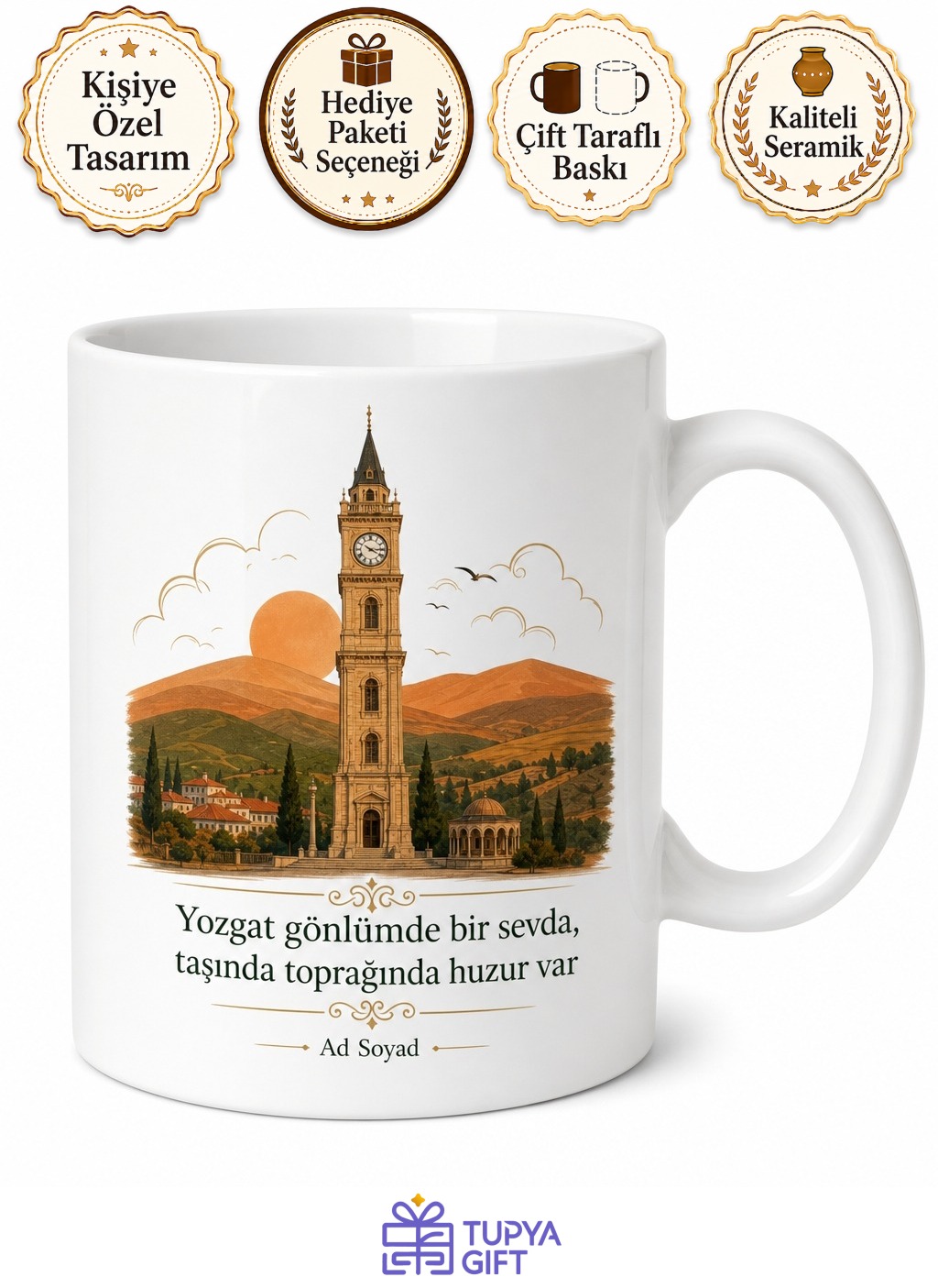 Yozgatlı Hemşehriye Özel İsimli Baskılı Kupa Bardak Hediye