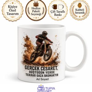 Motokros Yarışçısına Özel Tasarım Adrenalin Kupa Bardak Hediye