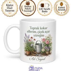Bahçıvana Hediye Çiçek Sulama Toprak Kokusu Çim Biçme Bitki Budama Kupa Bardak
