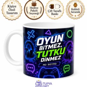E-Spor Turnuva Destek Twitch Yayını Canlı Sohbet Temalı Porselen Kupa Bardak Hediye