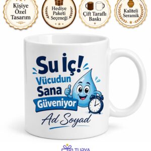 Su İçmeyi Unutanlara Alarm Etkili Su Hatırlatıcı Kupa Bardak Hediye