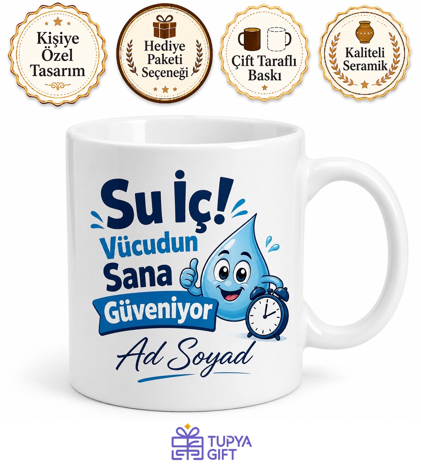 Su İçmeyi Unutanlara Alarm Etkili Su Hatırlatıcı Kupa Bardak Hediye