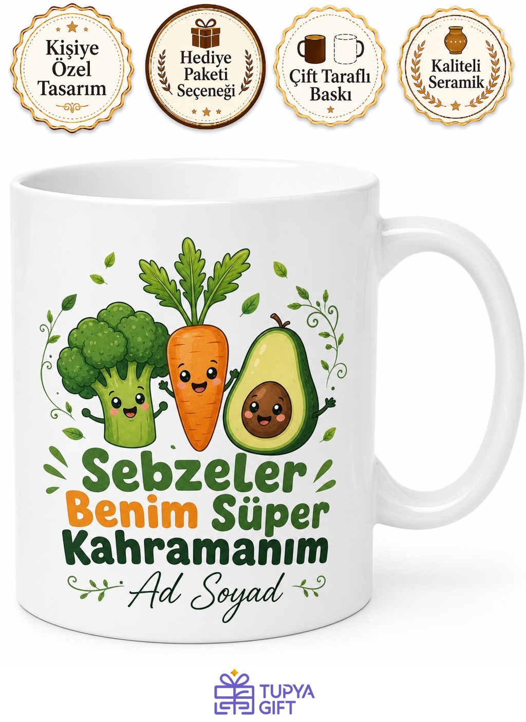 Vegan Dostlara Özel Bitkisel Esprili Kupa Bardak Komik Hediye