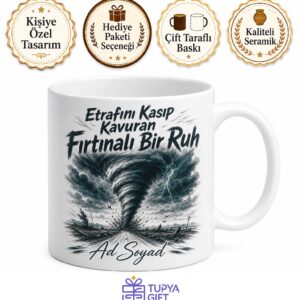 Kasırga Hortum Çizimli Etrafını Kasıp Kavuran Fırtınalı Ruh Kupa Bardak Hediye