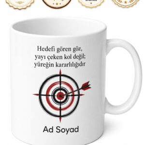 Okçu Arkadaşa Nişangah ve Ok Tasarımlı Kupa Bardak Hediye