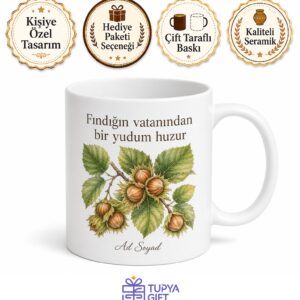 Giresun Fındığı Temalı Baskılı Kupa Bardak Hediye Porselen Mug