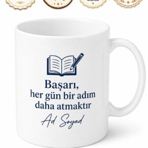 Çalışkan Öğrenci İçin Kişiye Özel İsimli Baskılı Kupa Bardak Ders Motivasyonu Hediyesi