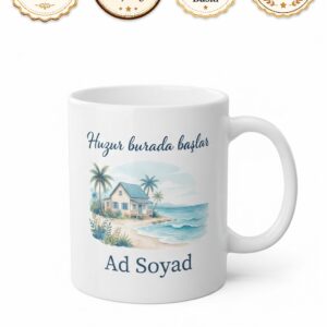 Yazlık Ev Temalı Özel Tasarım Baskılı Kupa Bardak Hediye Porselen Mug