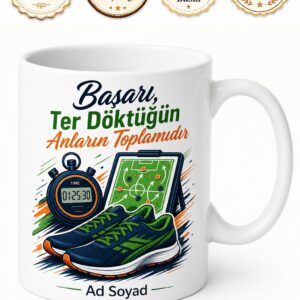 Spor Aktüel Futbol Taktikleri Sporcu Beslenmesi Temalı Baskılı Porselen Kupa Bardak Hediye