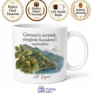 Giresun Memleket Temalı Kişiye Özel Baskılı Kupa Bardak Hediye