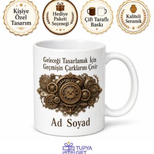 Steampunk Dişli Çarklar Mekanik Estetik Kupa Bardak Hediye Porselen Mug