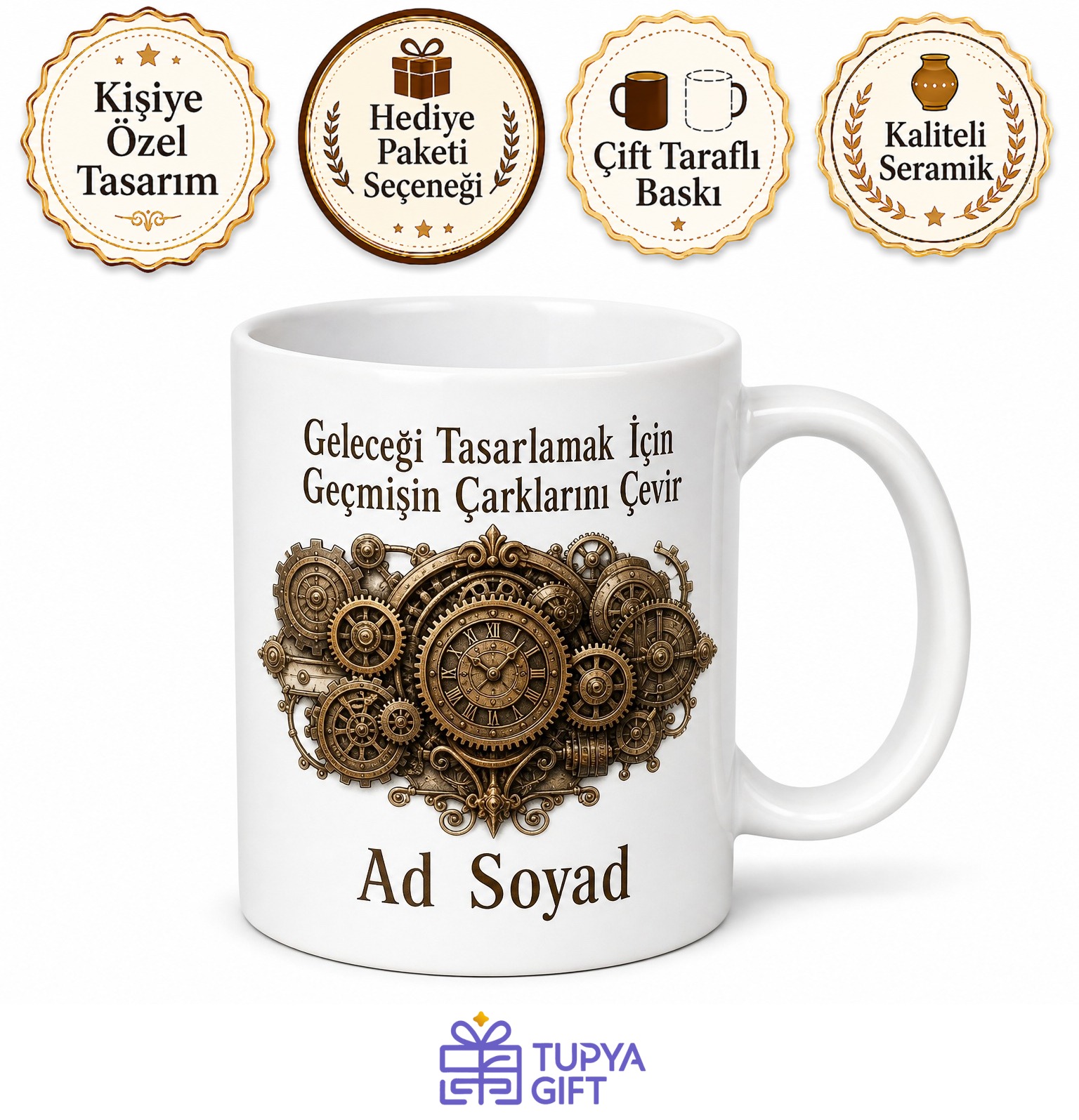 Steampunk Dişli Çarklar Mekanik Estetik Kupa Bardak Hediye Porselen Mug