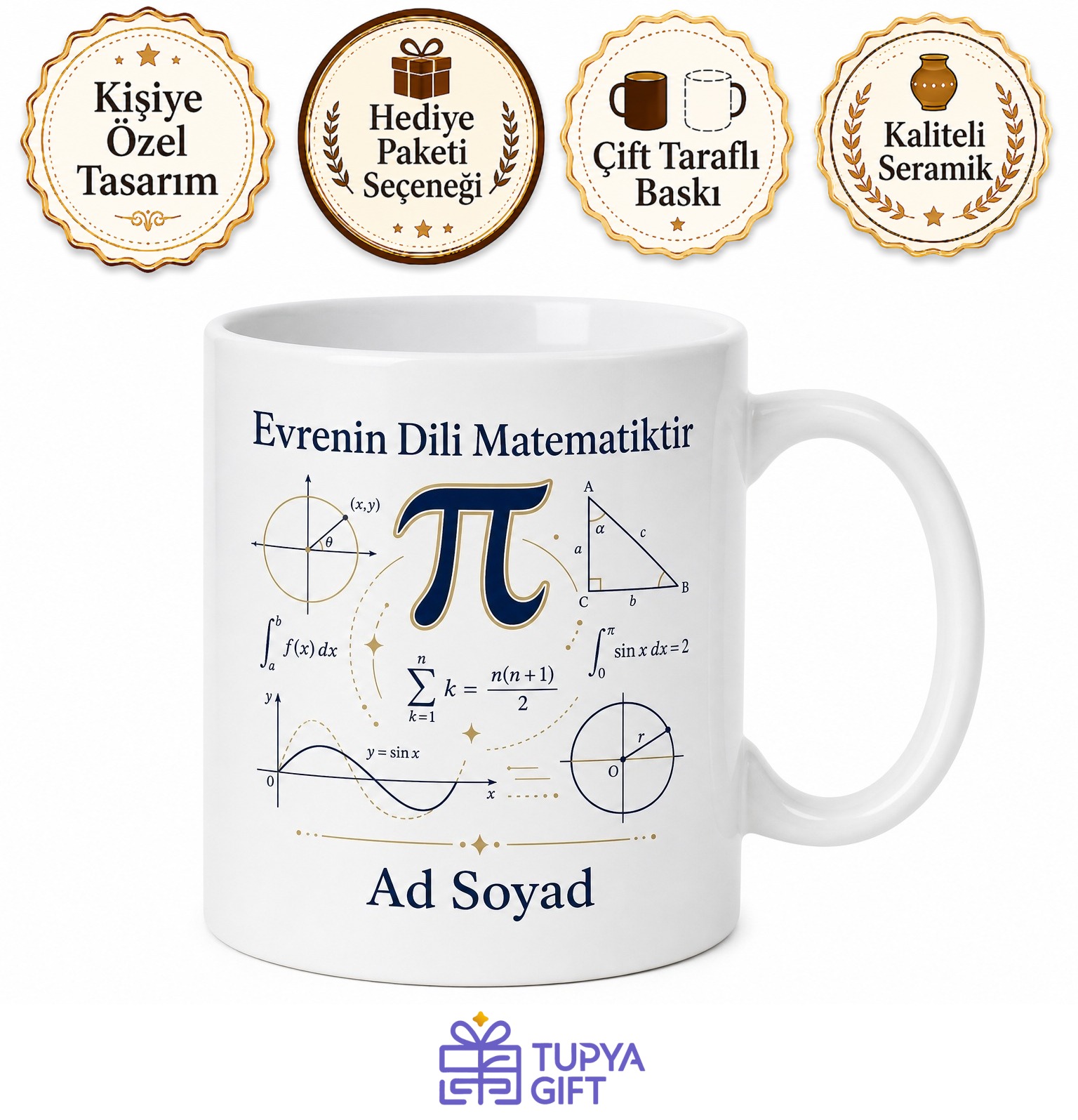 Matematikçiye Çözülemeyen Teorem Pi Sayısı Geometrik Formül Hediye Kupa Bardak