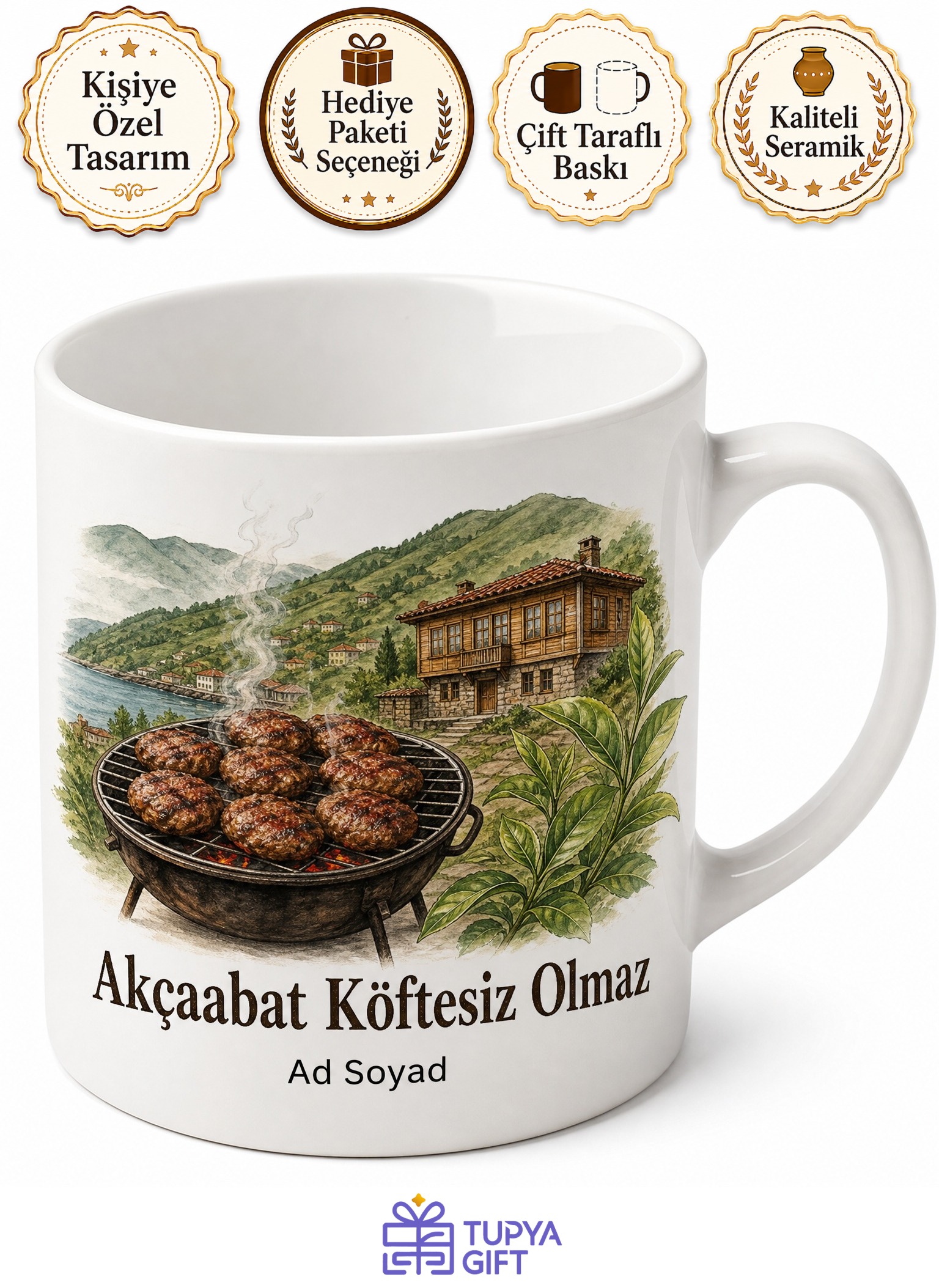 Akçaabat Köftesi Karadeniz Ruhu Hatıra Kupa Bardak Hediye Porselen